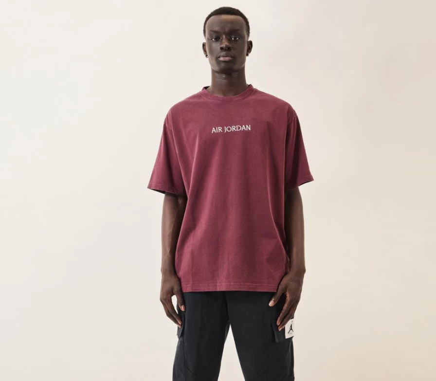 Jordan Men's Air Jordan Tee in Cherrywood Red Sail - Official NBA Basketball T-Shirt