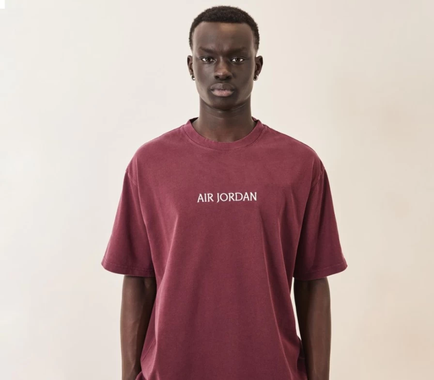 Jordan Men's Air Jordan Tee in Cherrywood Red Sail - Official NBA Basketball T-Shirt