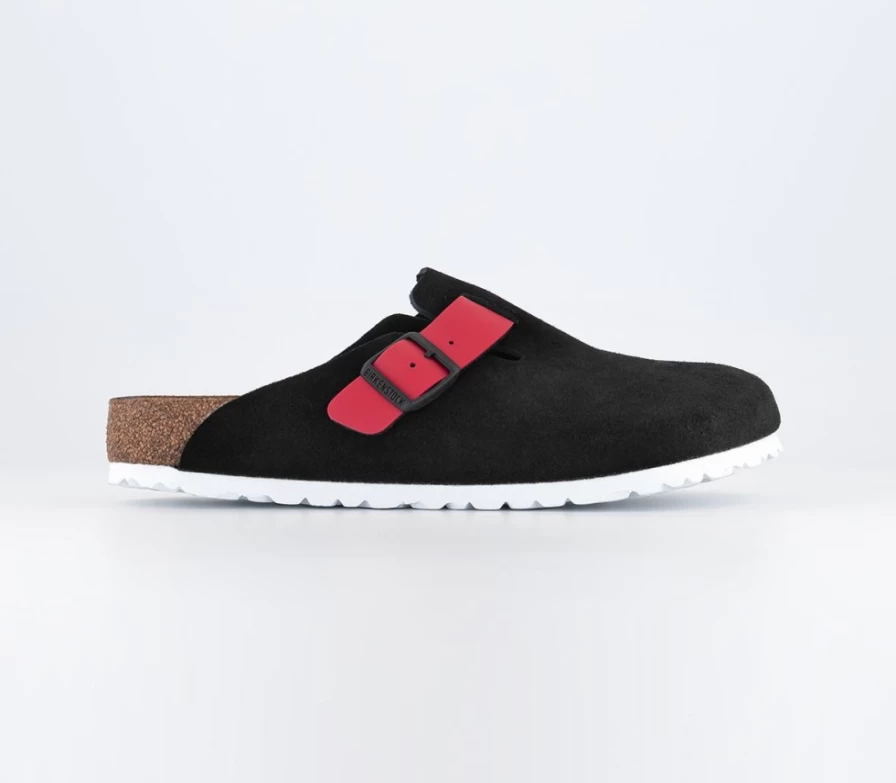 BIRKENSTOCK Boston Clogs for Men - Black Tomato Leather Slip-On Mules