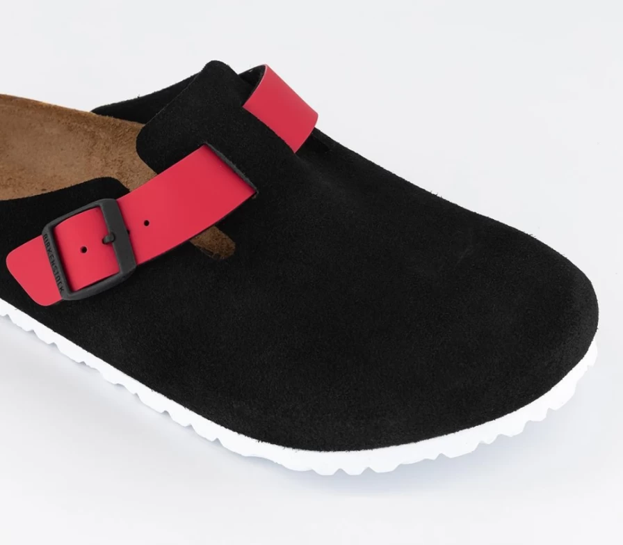 BIRKENSTOCK Boston Clogs for Men - Black Tomato Leather Slip-On Mules
