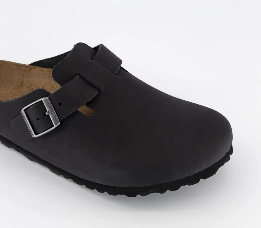 BIRKENSTOCK Boston Clogs for Men - Black Oiled Leather Slip-On Shoes