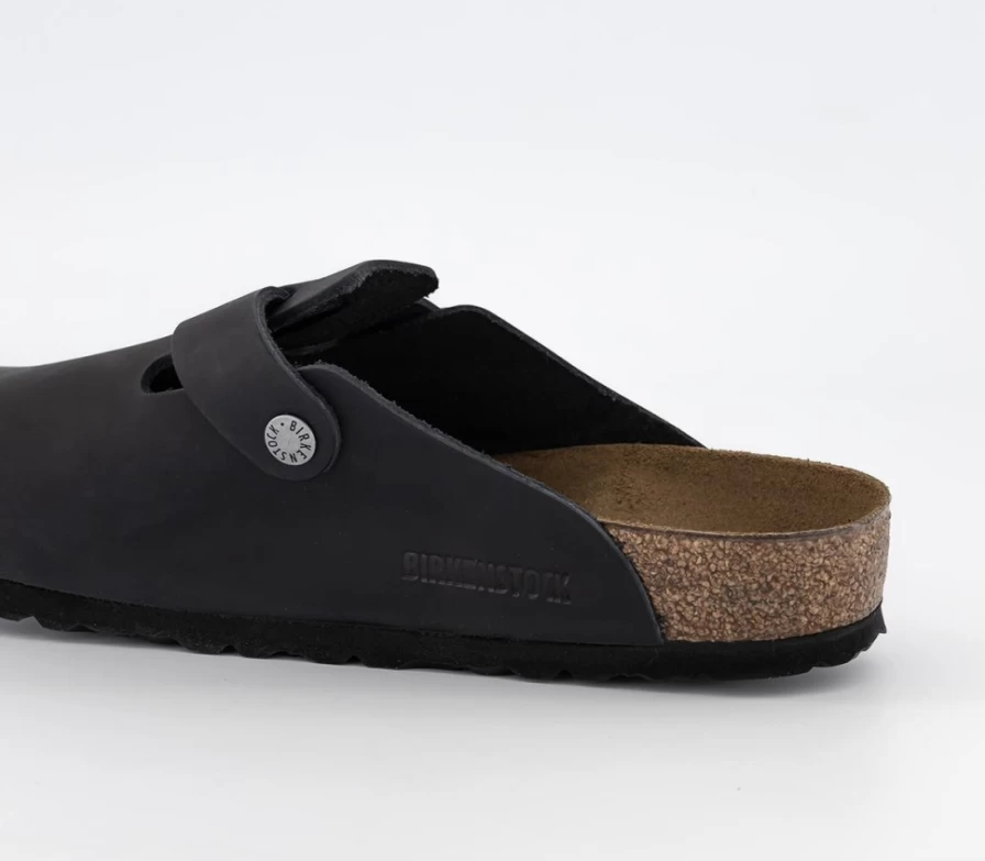BIRKENSTOCK Boston Clogs for Men - Black Oiled Leather Slip-On Shoes