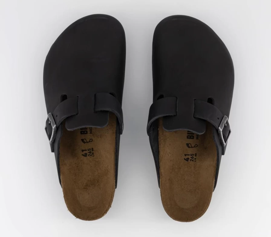 BIRKENSTOCK Boston Clogs for Men - Black Oiled Leather Slip-On Shoes
