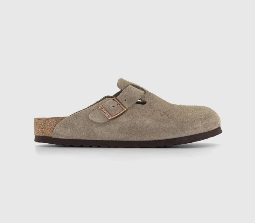 BIRKENSTOCK Boston Clogs for Men in Taupe - Comfortable Leather Slip-On Mules