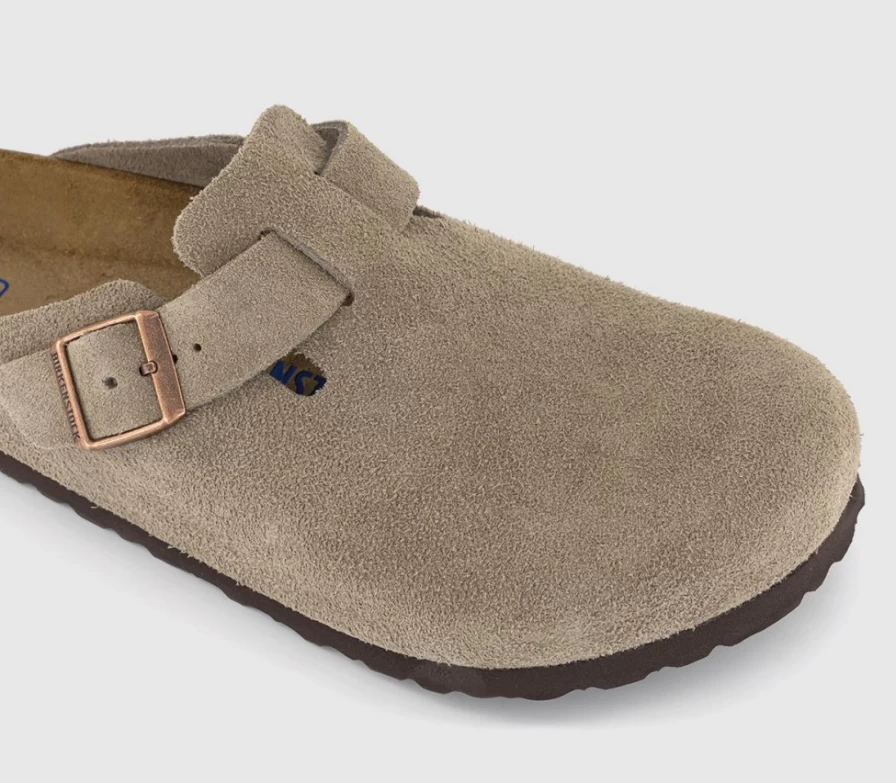 BIRKENSTOCK Boston Clogs for Men in Taupe - Comfortable Leather Slip-On Mules
