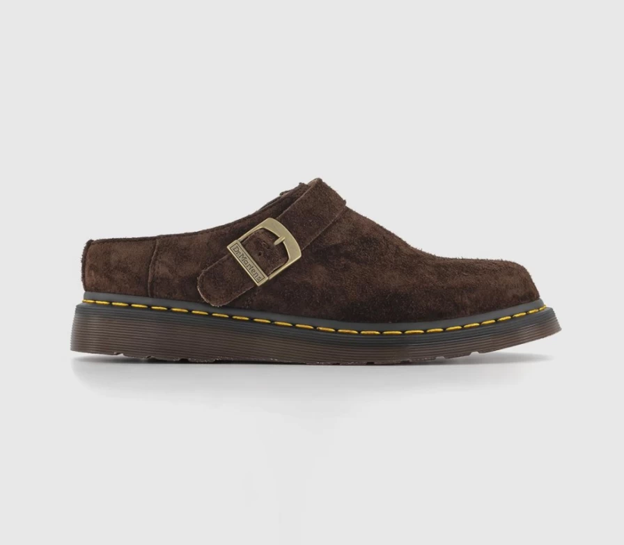 Dr. Martens Isham Buckle Mules for Men in Dark Brown Desert Oasis Suede