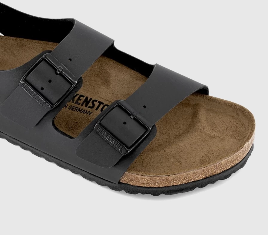 BIRKENSTOCK Milano Black Leather Sandals for Men - Comfortable Footbed & Adjustable Straps