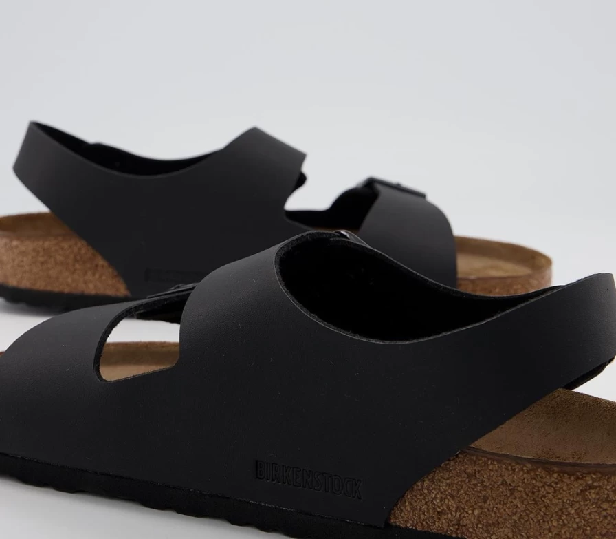 BIRKENSTOCK Milano Black Leather Sandals for Men - Comfortable Footbed & Adjustable Straps