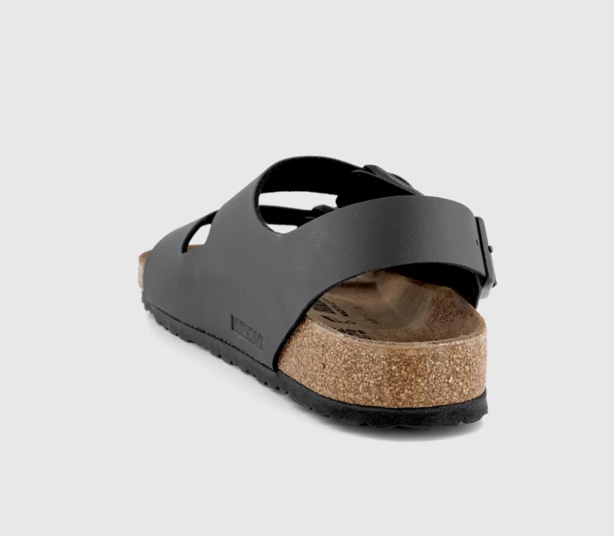 BIRKENSTOCK Milano Black Leather Sandals for Men - Comfortable Footbed & Adjustable Straps
