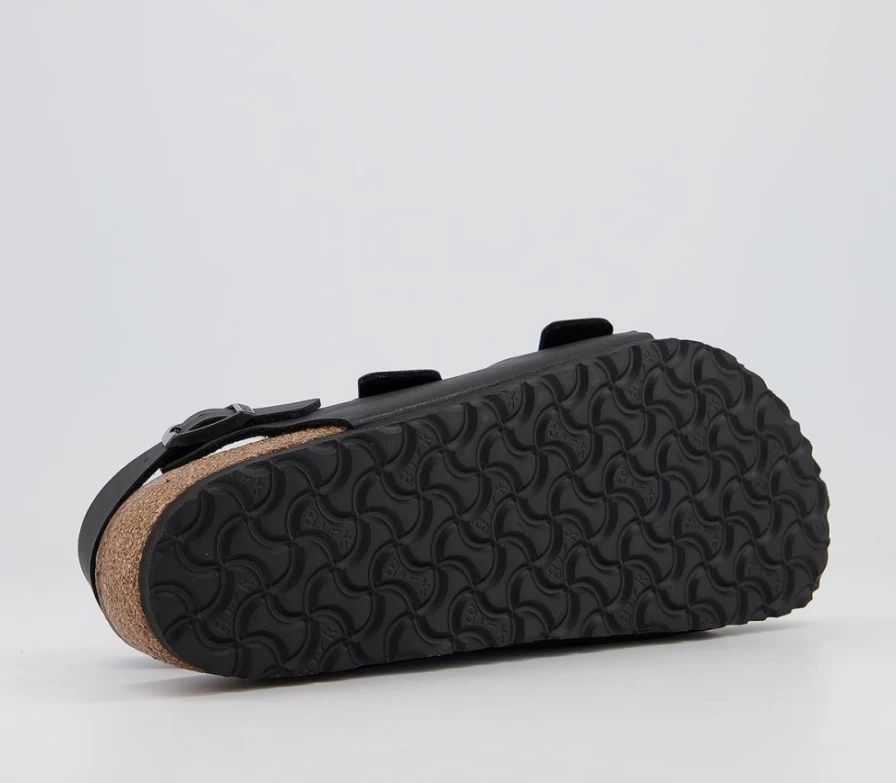 BIRKENSTOCK Milano Black Leather Sandals for Men - Comfortable Footbed & Adjustable Straps