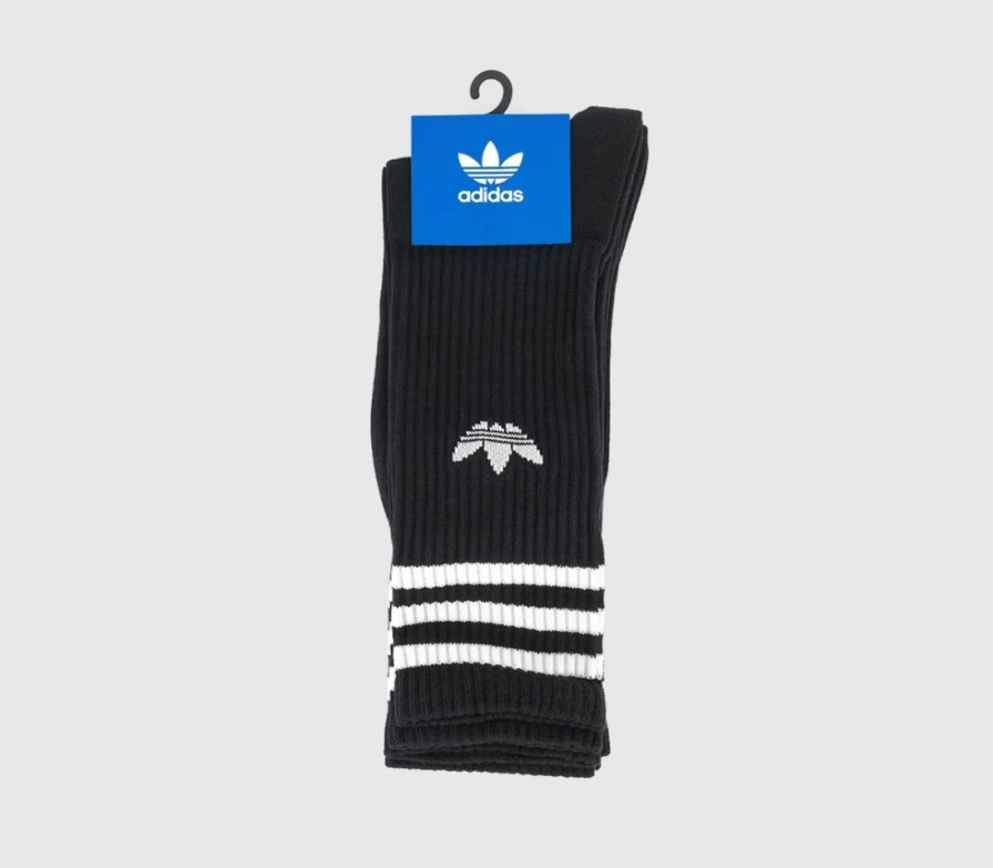 Adidas Men's Crew Socks 3-Pack - Black & White Athletic Socks for Sports & Casual Wear