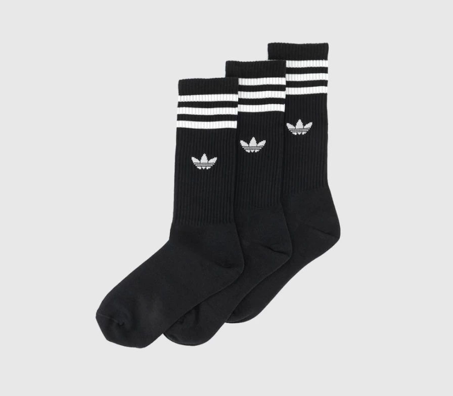 Adidas Men's Crew Socks 3-Pack - Black & White Athletic Socks for Sports & Casual Wear