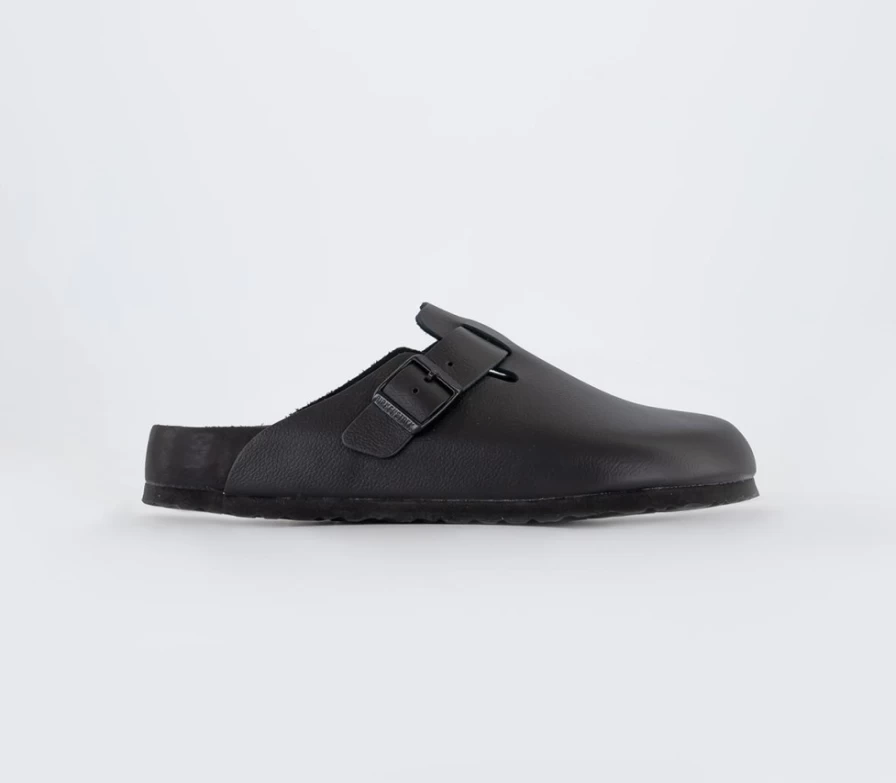 BIRKENSTOCK Boston Unisex Soft Footbed Clogs in Black – Comfortable Leather Slip-On Shoes