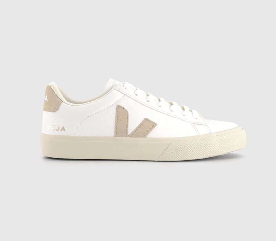 VEJA Campo Men's White Almond F Leather Sneakers – Sustainable Trainers