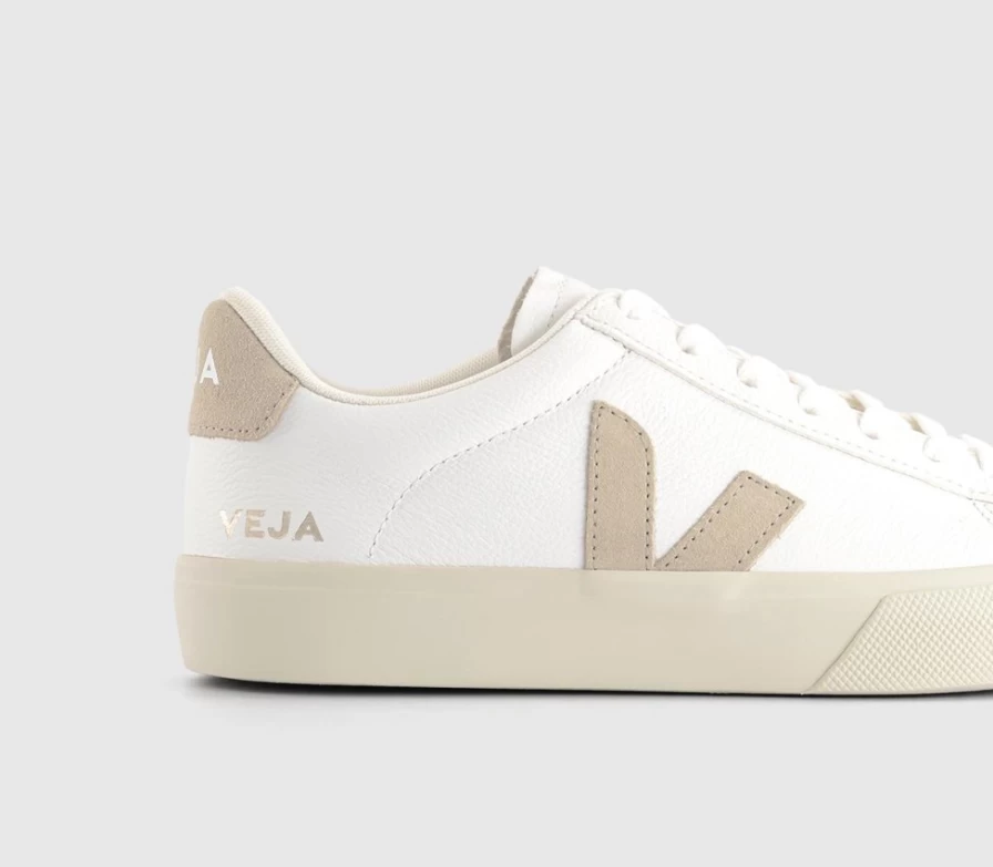 VEJA Campo Men's White Almond F Leather Sneakers – Sustainable Trainers