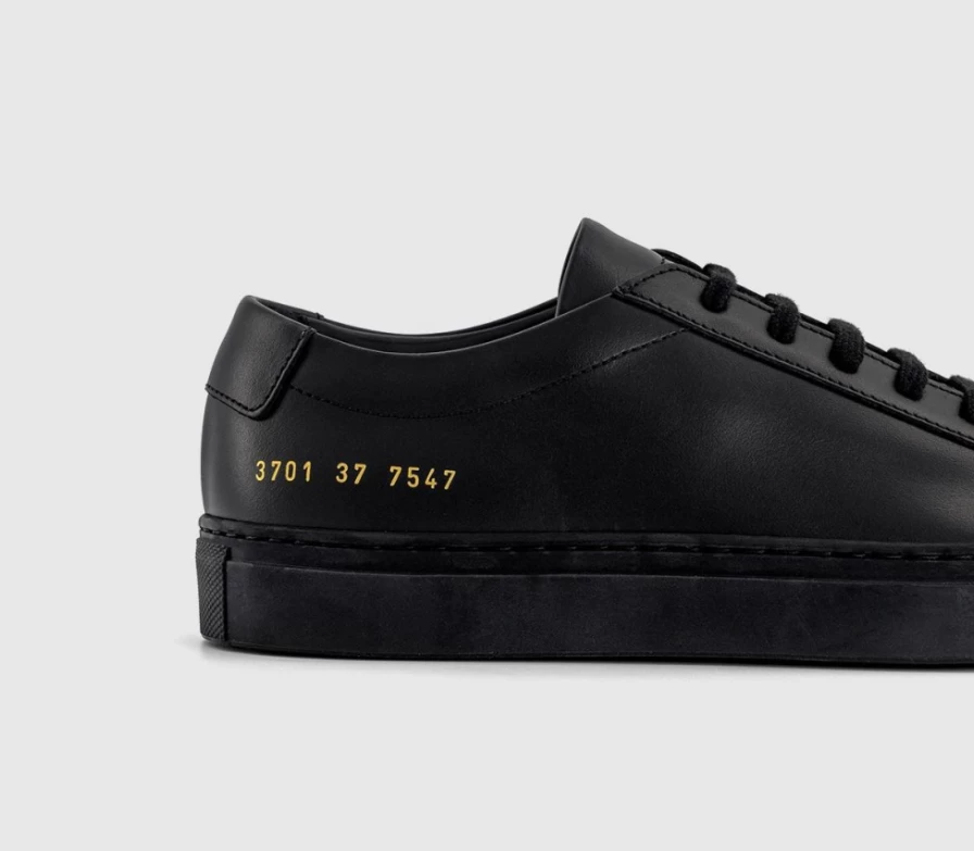 Common Projects Achilles Low White Trainers for Women - Black Leather Sneakers