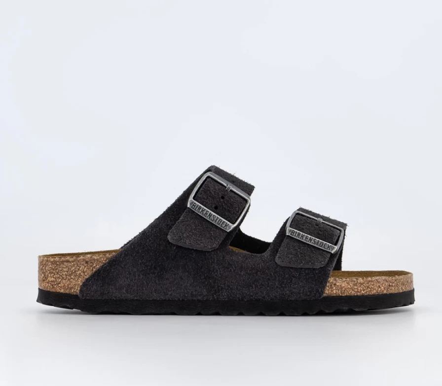 BIRKENSTOCK Arizona Two Strap Sandals for Men in Velvet Grey Suede SFB | Comfortable Footbed Slides