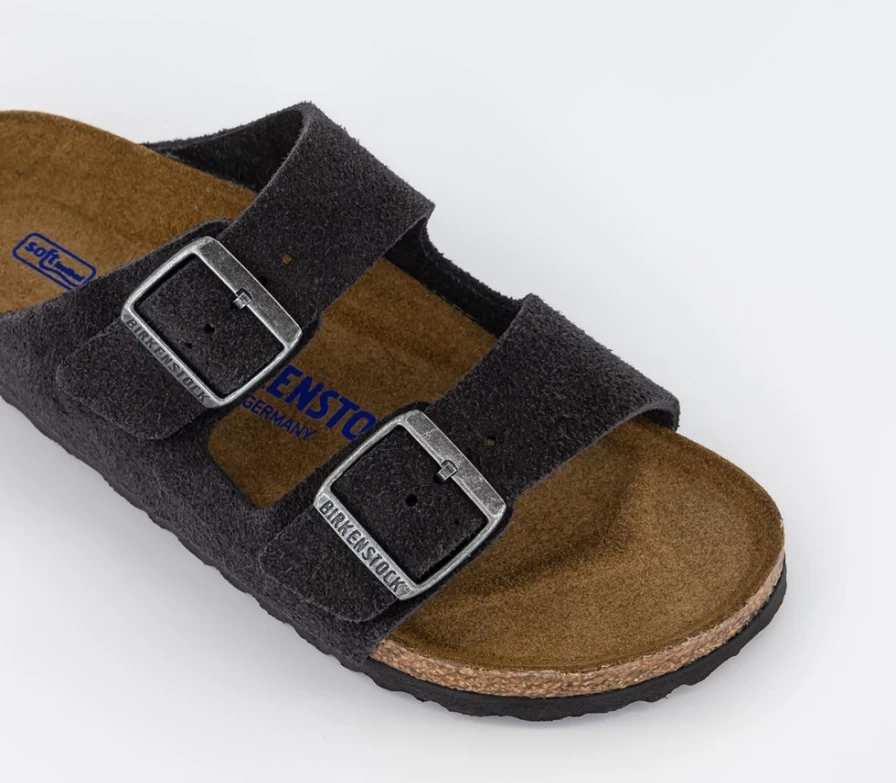BIRKENSTOCK Arizona Two Strap Sandals for Men in Velvet Grey Suede SFB | Comfortable Footbed Slides
