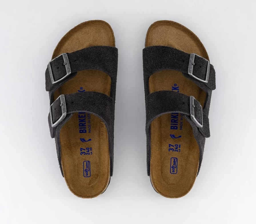 BIRKENSTOCK Arizona Two Strap Sandals for Men in Velvet Grey Suede SFB | Comfortable Footbed Slides