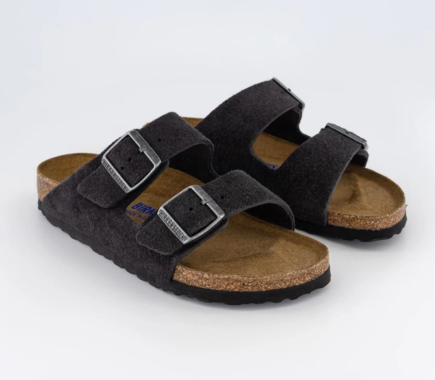BIRKENSTOCK Arizona Two Strap Sandals for Men in Velvet Grey Suede SFB | Comfortable Footbed Slides