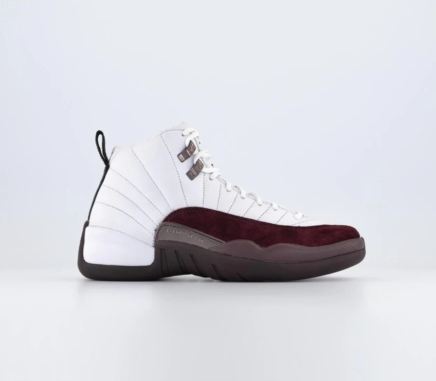 Jordan Men's Air Jordan 12 Retro 'White Black Burgundy Crush' Basketball Shoes