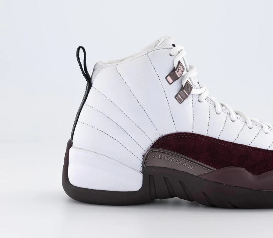 Jordan Men's Air Jordan 12 Retro 'White Black Burgundy Crush' Basketball Shoes