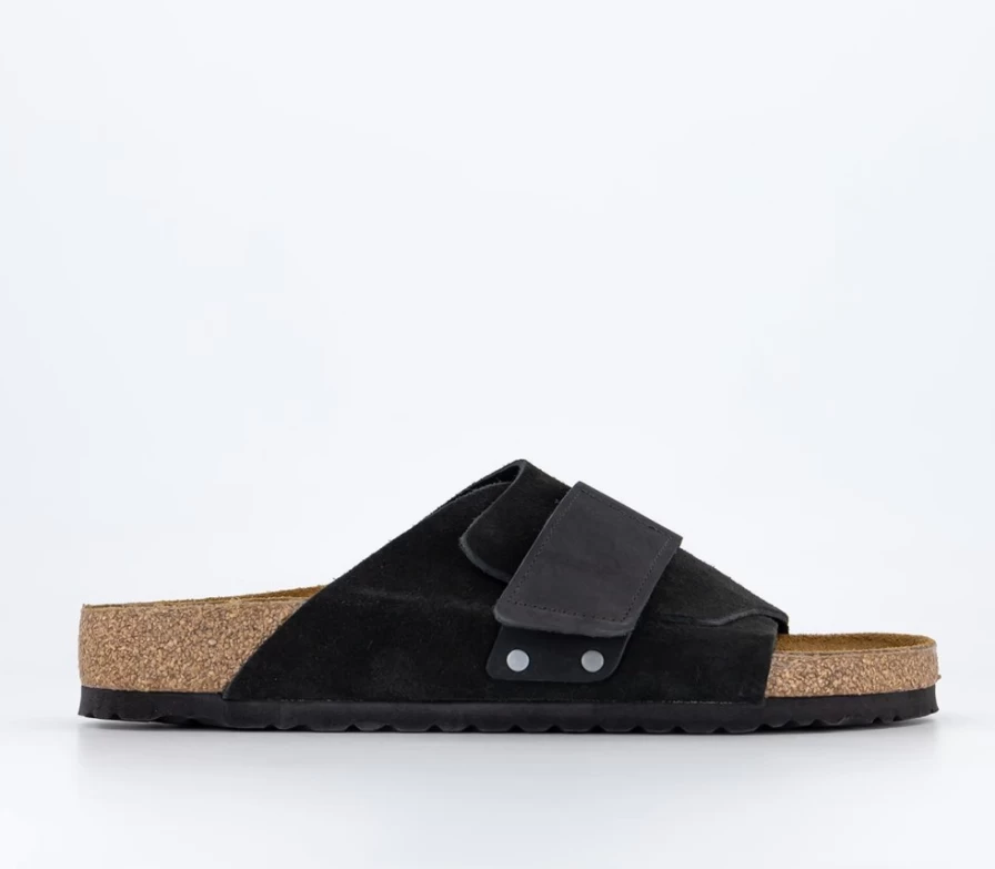 BIRKENSTOCK Kyoto Men's Sandals - Black Nubuck Leather Comfort Footwear