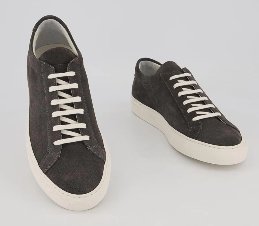 Common Projects Men's Achilles Low Trainers in Washed Black Black Suede