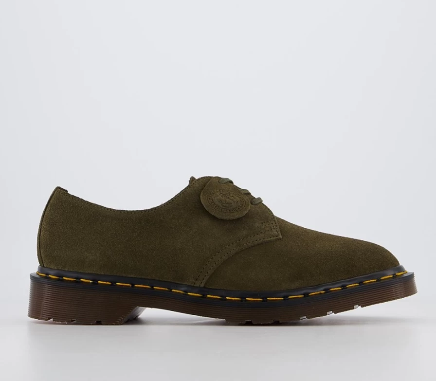 Dr. Martens 1461 3 Eye Shoes for Men in Forest Green Buck Suede - Made in England