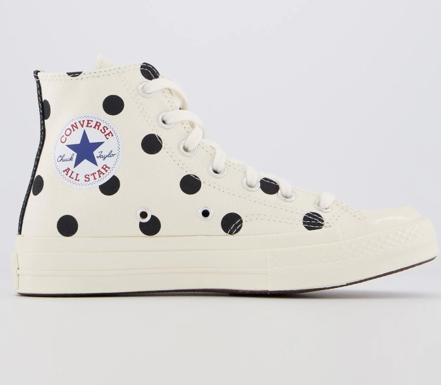 Comme Des Garcons x Converse Chuck Taylor 70 Hi Women's Polka Dot Off White CDG Play Trainers