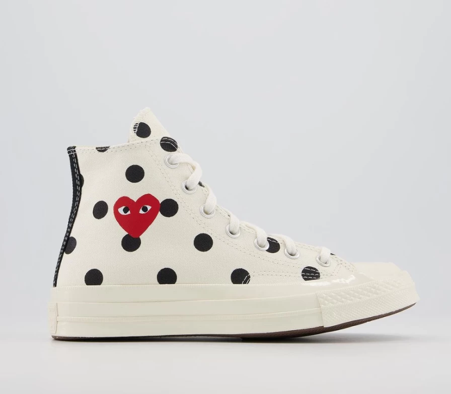 Comme Des Garcons x Converse Chuck Taylor 70 Hi Women's Polka Dot Off White CDG Play Trainers