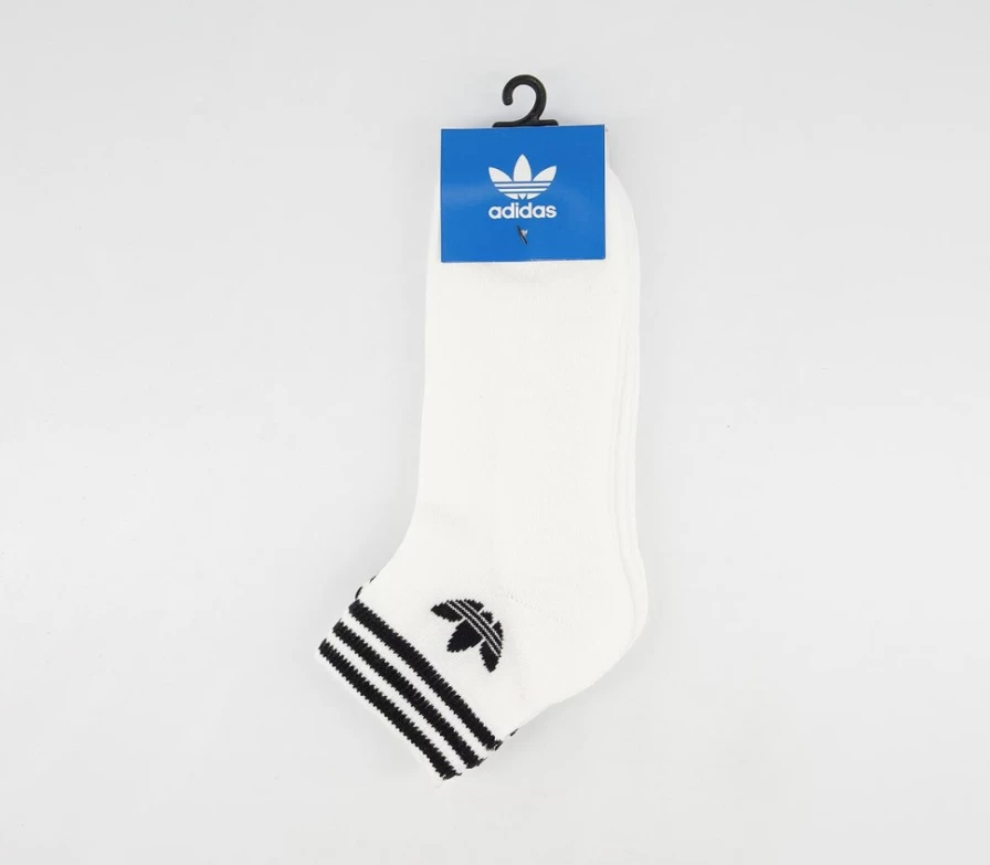 Adidas Men's Trefoil 3-Pack White Ankle Socks