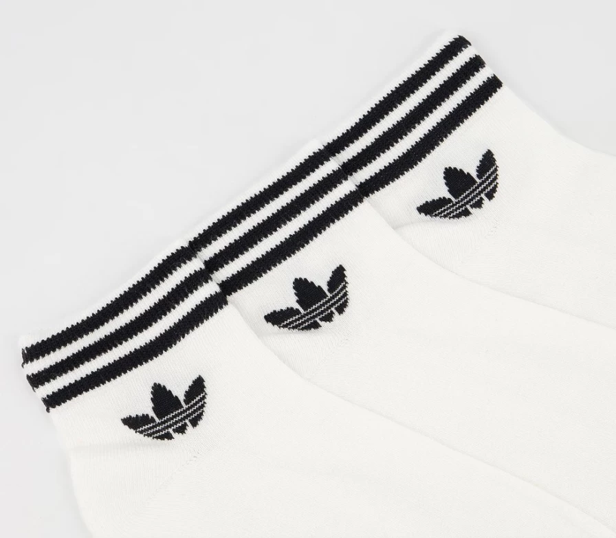 Adidas Men's Trefoil 3-Pack White Ankle Socks