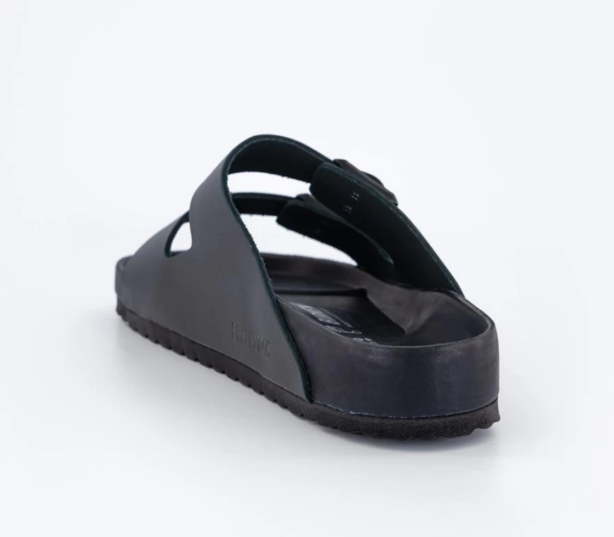 BIRKENSTOCK Arizona Black Leather Sandals for Men | Comfortable Footbed & Adjustable Straps