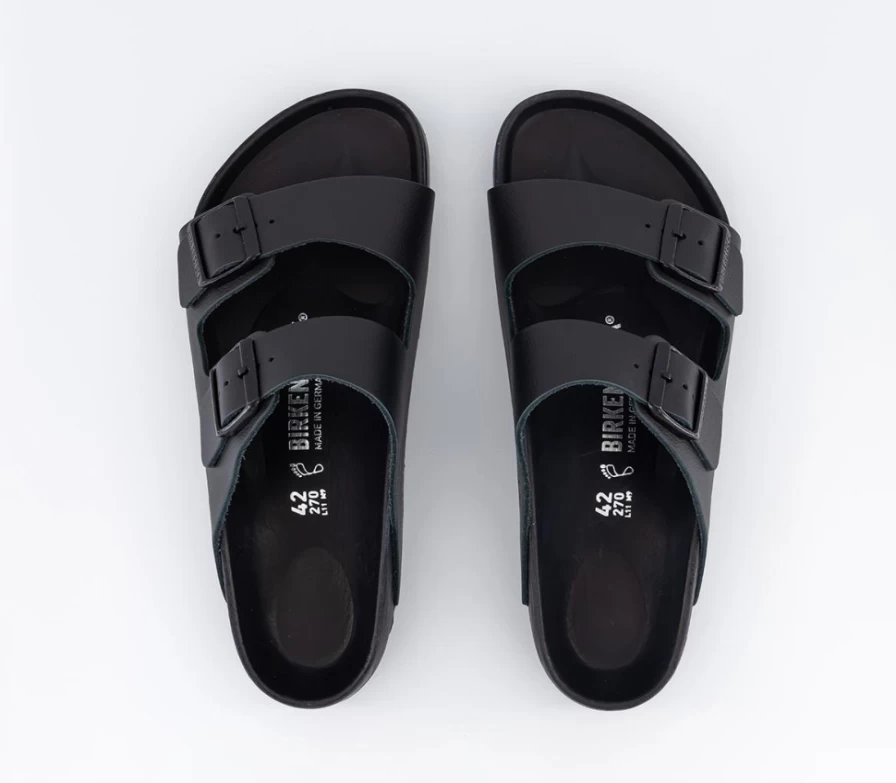 BIRKENSTOCK Arizona Black Leather Sandals for Men | Comfortable Footbed & Adjustable Straps