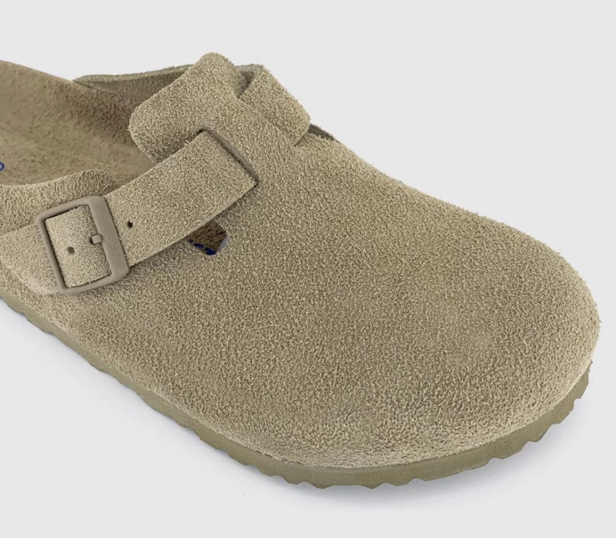 BIRKENSTOCK Boston Clogs for Men in Faded Khaki - Comfortable Leather Slip-On Mules