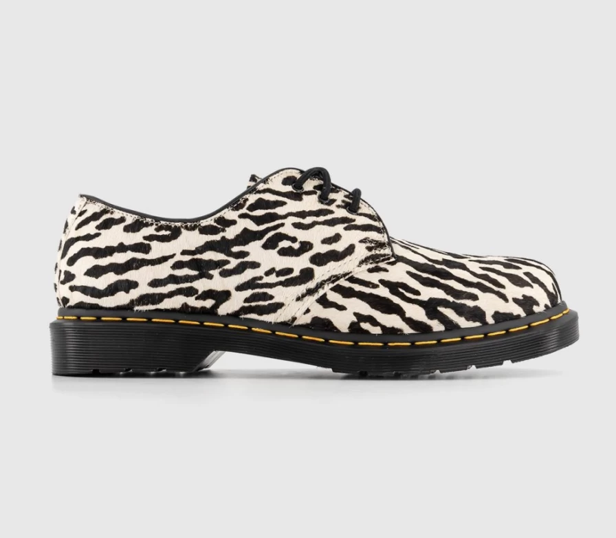 Dr. Martens 1461 Wacko Maria Men's Shoes White Black Tiger Camo Hair On Leather Oxfords