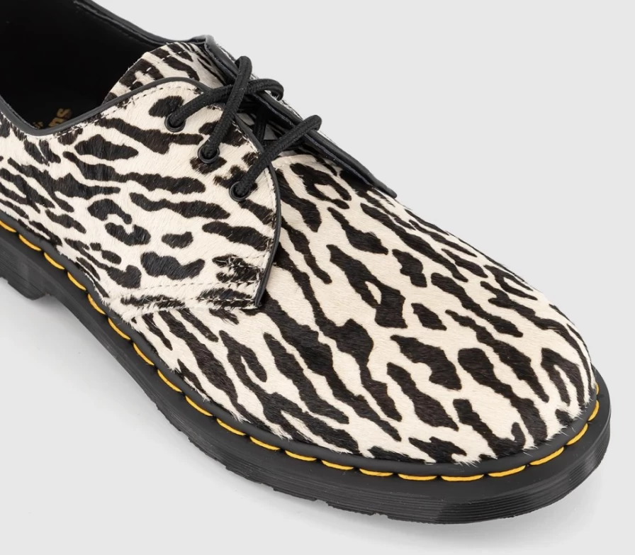 Dr. Martens 1461 Wacko Maria Men's Shoes White Black Tiger Camo Hair On Leather Oxfords